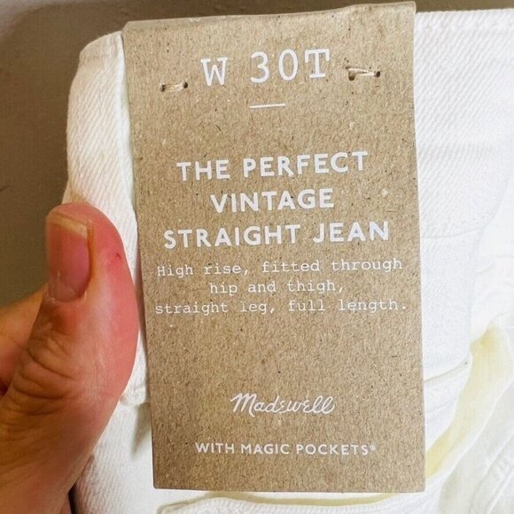 Madewell $128 Tall Perfect Straight Jean Tile White Size T30 NJ327 - Picture 10 of 12